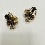 Gold tone orange leaf floral clip on earrings Photo 5