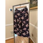 Loft  Wide Leg Dress Pants Womens 8 Petite Navy‎ Floral Crop Photo 2
