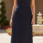 Kay Unger NWT Dianna Gown in Dark Midnight Blue Lace Overlay Maxi Dress 6 $368 Photo 0