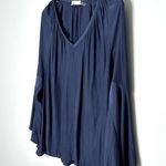 Ramy Brook  Long Sleeve Flowy Peasant Navy Blue Top Shirt Blouse Size S Photo 3