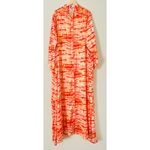 Sai Sankoh Riviera Shirt Dress Flowy Oversized Fit Orange White XL Long Sleeve Photo 6