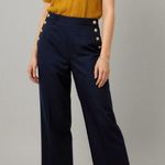 Sézane  Marino Wool-Blend Wide Leg Cropped Pants, Navy, FR46/US14 Photo 0