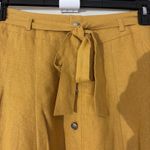 Xxi  Mustard Yellow Linen Blend Aline Tie Waist Button Mini Skirt Womens Small Photo 4