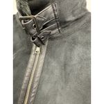 EXPRESS  Black Faux Suede Fur Lined Moto Jacket Womens Size Large Photo 2