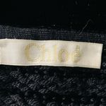 Chloé Chloe navy blue & black textured sweater dress with chenille tie at neck. Small Photo 8