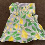Maeve Anthropologie  Lemon Grove Strapless Belted‎ Romper Sz 0 Crop Flowy Photo 3