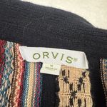 Orvis  Sweater Womens M Cardigan Wool Blend Striped Southwest Blanket Photo 2