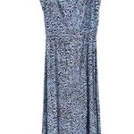 HVN Olympia Blue Silk Tiger Print Midi Dress Size 2 Photo 1