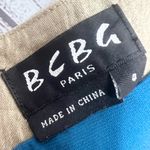 BCBG Paris Teal Blue & Shimmery Gold Belted Halter Mini Dress Size 4 Small Photo 8