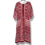 Johnny Was  Cardinal Printed Scallop Hem‎ Floral Print Midi Dress in Pink Size L Photo 7
