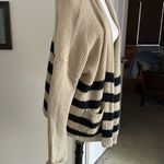 Urban Outfitters Cute and Cozy  Cream Black Striped Wrap Sweater Photo 4