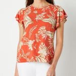 Liz Claiborne burnt orange and tan tropical leaf print blouse top size XXL Photo 0