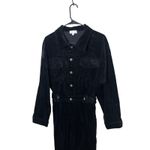 Mable Womens Corduroy Jumpsuit S Button Front Long Sleeve Black Casual Photo 1
