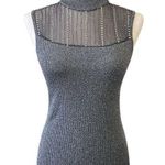 Cable & Gauge  Silk Sleeveless Silver Mock Neck Photo 0