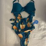Cupshe Underwire Push Up One Piece Floral w/ Cutout Swimsuit Size Medium NEW Photo 1
