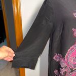 Tibi New York Dress Size 6 Black Pink Purple Paisley Print Long Sleeve silk Photo 2