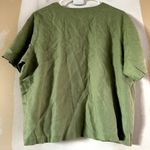 Orvis  Button Down Shirt Round Neck Relaxed Fit Casual Plain 100% Linen Green L Photo 5