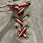 Tommy Hilfiger Gray French Terry Sweatshirt Lace Up Front women’s size Large Photo 6