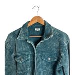 POL Jacket Corduroy Teal Size Medium Trucker Raw Hem Pockets Short Oversized Photo 3