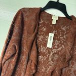 Chico's Chico’s Cardigan Women M Rust Brown Open Front Waterfall Ruffled Lace Textured Photo 2