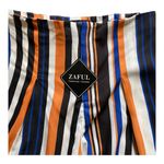 Zaful Beautiful striped pants, front zip, black, orange white and blue stripes, super lightweight, 65% cotton and 35% polyester, brand new, size 4 Photo 2