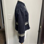 Sundance  Women’s Size 6 Navy Blue Velvet Military Jacket Snap Button Coat Gray Photo 2