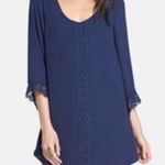 ASTR  THE LABEL LACE TRIM SHIFT DRESS NAVY BLUE Photo 1