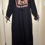 Antik Batik Black Boho Style Lova Dress Embroidered Maxi Size Small Euro 38 NWOT Photo 0
