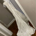 Oleg Cassini  satin lace strapless trumpet beaded wedding‎ dress 6 Photo 7