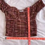 Marvel Just Polly Small Off-Shoulder Brown Plaid Bustier Crop Top Lined Photo 3