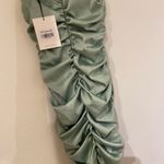 Hello Molly  light green satin ruched mini dress  Photo 3