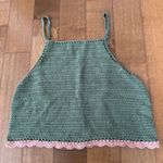 ZARA  crochet crop top in green with pink trim size medium Photo 2
