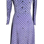 Vintage 80s Vivians Playboy Button Up Shirt Dress Medium Purple Check Bunny Photo 0