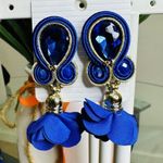 Handmade Dangle Drop Earrings with Chrystals Soutache handcrafted UniqueJewelry Photo 5