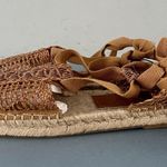 ZARA NWT  Woven Gladiator Lace Up Brown Espadrille Sandals Photo 3