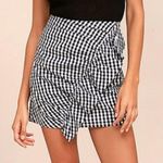 Lulus Collegiate Class Mini Skirt Womens M Black White Gingham Ruffle Picnic Size M Photo 0
