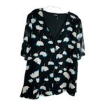 DKNY Floral Print V-Neck Elbow Sleeve L Photo 4