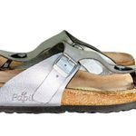 Papillio By Birkenstock Gizeh Metallic Silver Leather Slip Photo 1