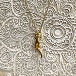 American Vintage Vintage Retro Cat Gold Tone Necklace Articulated Movable Rhinestone 23-27” Adj Photo 5