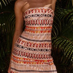 Seven Wonders Tribal Print Acacia Strapless Mini Dress Orange Size M Photo 0