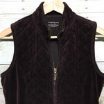 Charter Club quilted chocolate Brown plush velour vest size medium Photo 2