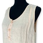 Flax  | M | 100% Linen Sleeveless 1/4 Button Split Hem Peach Maxi Tank Dress Photo 3