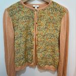 J.Jill Silk Multicolor Orange & Green Floral Cardigan Sweater S Silk Cotton Photo 0