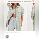 Free People NWT  We the Free Wonderland Fog Jacquard Shirt - blue combo - small Photo 7