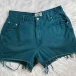 Edge Cactus jeans Vintage High Waisted Green Raw Hem  Cut Off Jean Shorts Photo 0