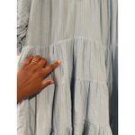 La Vie Rebecca Taylor Blue Tiered Midi Dress Women’s L Gauze Cotton Boho Peasant Size L Photo 5