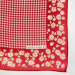Laura Ashley Scarf Chiffon Square Gingham Checked Daisy Floral Red White 20"x19" Photo 4