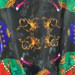 Linda Collection Late 80s Early 90s Black Scarf Print Windbreaker Jacket Large Photo 13