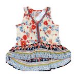 Patrons of Peace Tank Top Womens XS Cream Floral Print Ruffle Hem Sleeveless NWT Photo 0