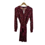 Talbots NWT  Floral Belted Midi Dress Burgundy Small Burgundy Stretch Comfy Chic Photo 2